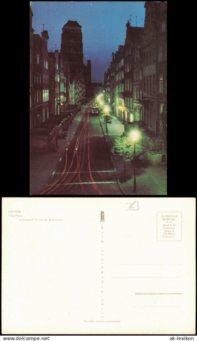 Danzig Gdańsk/Gduńsk Ulica Piwna Strassen Abend-/Nachtaufnahme 1971 - Danzig