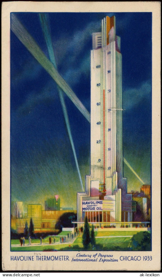 Postcard Chicago WORLD'S TALLEST THERMOMETER 1933 - Other & Unclassified