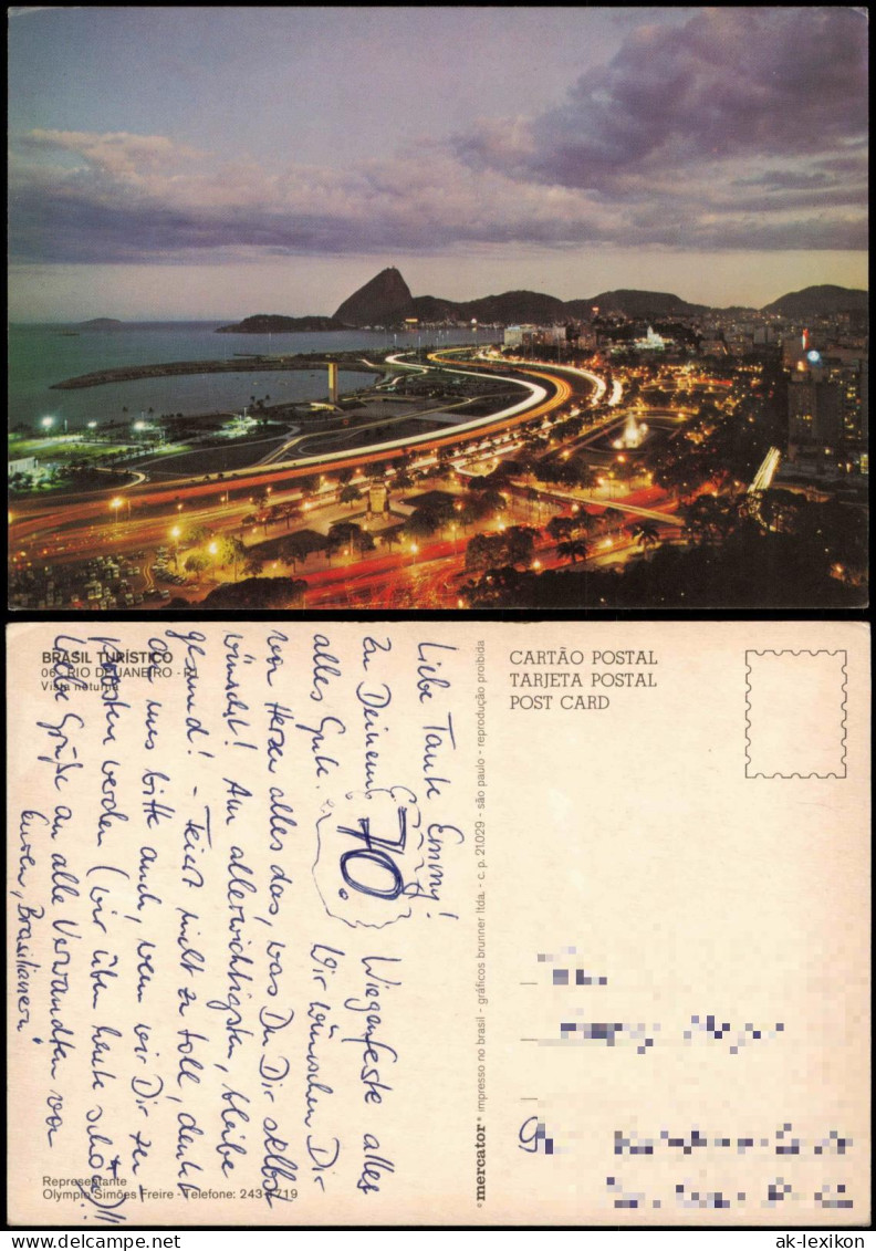 Postcard Rio De Janeiro Panorama-Ansicht Am Abend / Bei Nacht 1980 - Rio De Janeiro