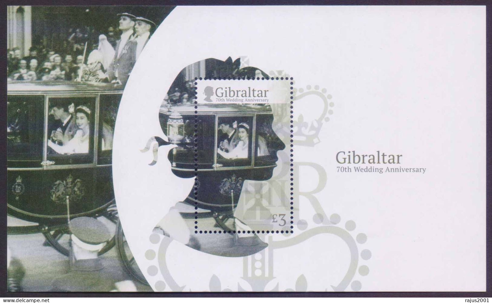 70th Wedding Anniversary Of Queen Elizabeth II, Royalties, Royals, Famous Women, Gibraltar High Value MS MNH - Case Reali