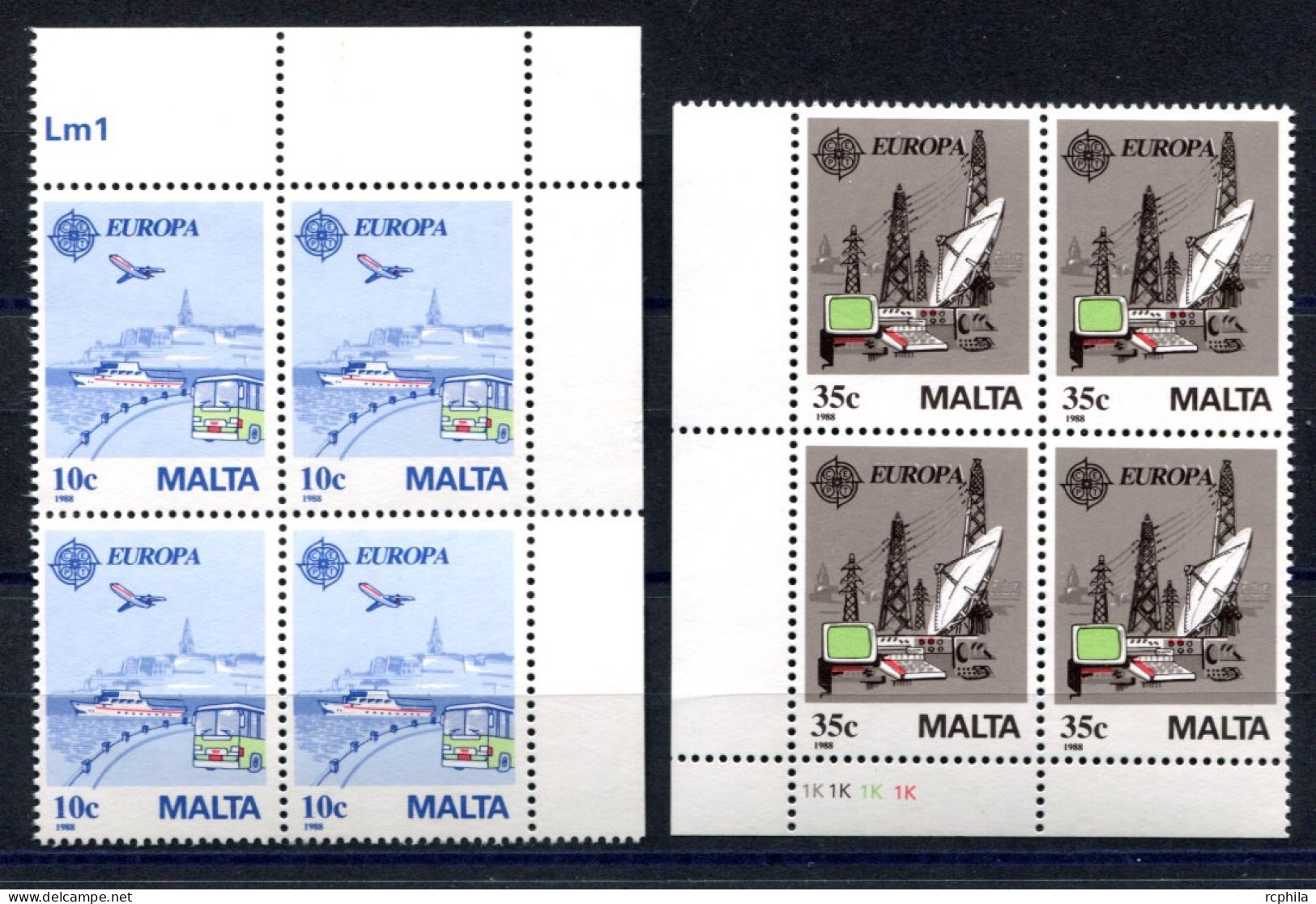 RC 27496 MALTE COTE 20€ N° 773 / 774 X 4 Ex EUROPA 1988 TRANSPORTS ET COMMUNICATIONS NEUF ** MNH TB - 1988