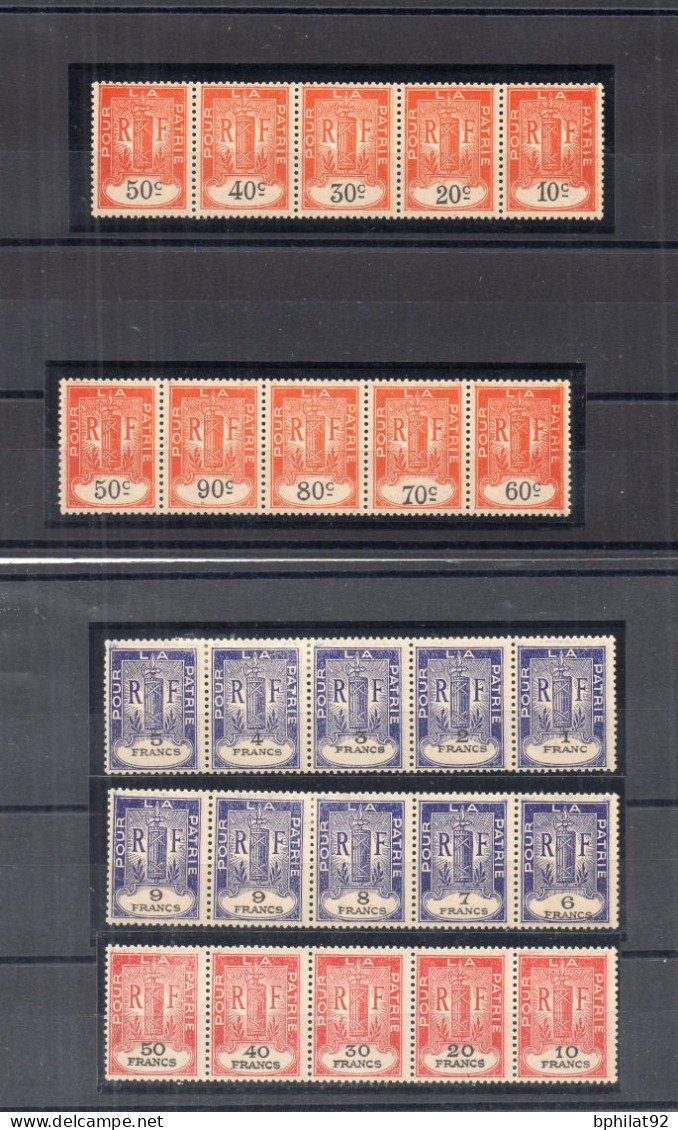 !!! FISCAUX, ANCIENS COMBATTANTS 1934, ENSEMBLE DE BANDES COMPLETES TYPE FAISCEAU DE DAUSSY NEUVES */**. RARISSIME - Stamps