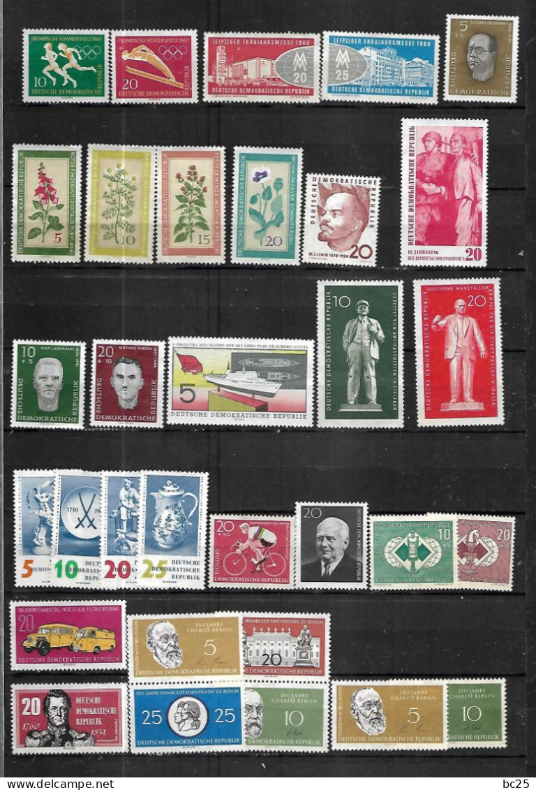 ALLEMAGNE ORIENTALE-LIQUIDE CES 107 TRES BEAUX TIMBRES NEUFS GOMMES ET SANS GOMMES- DES SERIES COMPLETES-DE 1960-63- - Neufs