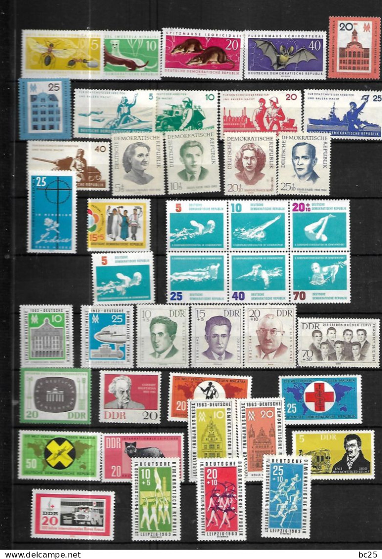 ALLEMAGNE ORIENTALE-LIQUIDE CES 107 TRES BEAUX TIMBRES NEUFS GOMMES ET SANS GOMMES- DES SERIES COMPLETES-DE 1960-63- - Neufs