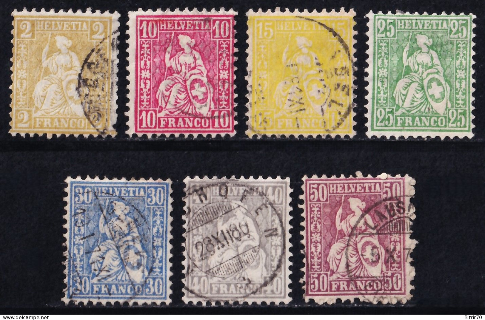 Suiza.  1867-78  Helvetia, Distintos Valores - Oblitérés