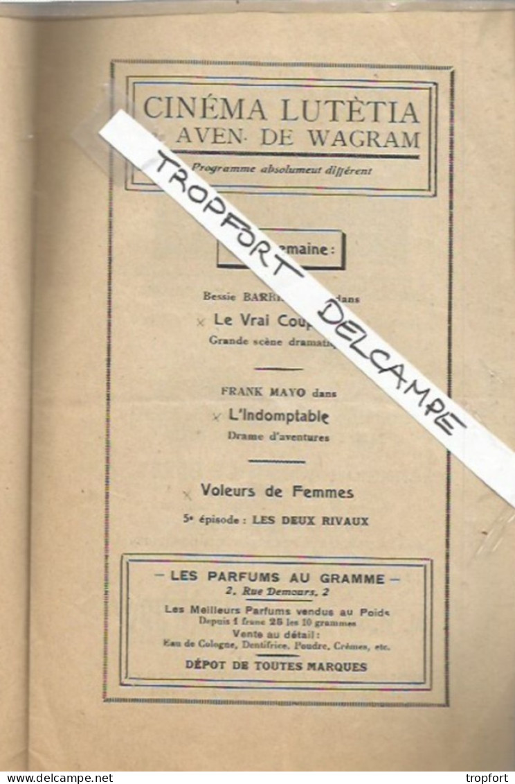 XW // Vintage French Old Program Cinema Year1921 // Programme Royal WAGRAM Trésor De Cœur // Gigolette - Programme