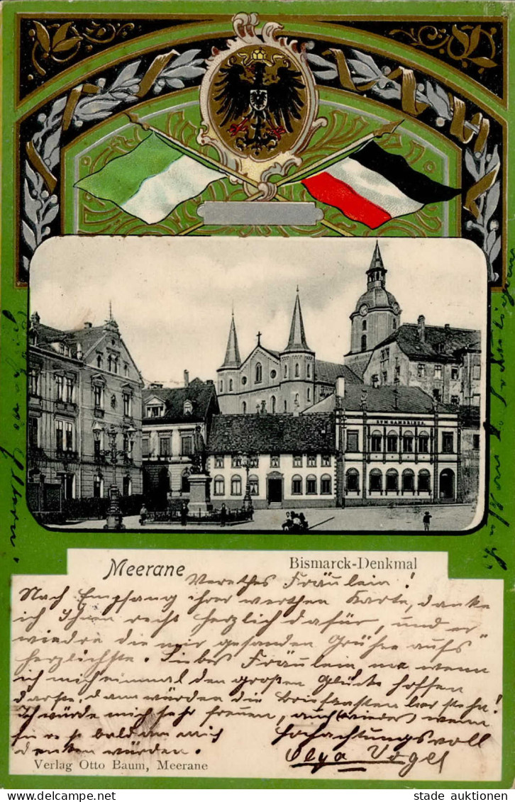 Meerane (o-9612) Präge-Karte Bismarck-Denkmal 1902 II- (Reißnagelloch) - Other & Unclassified
