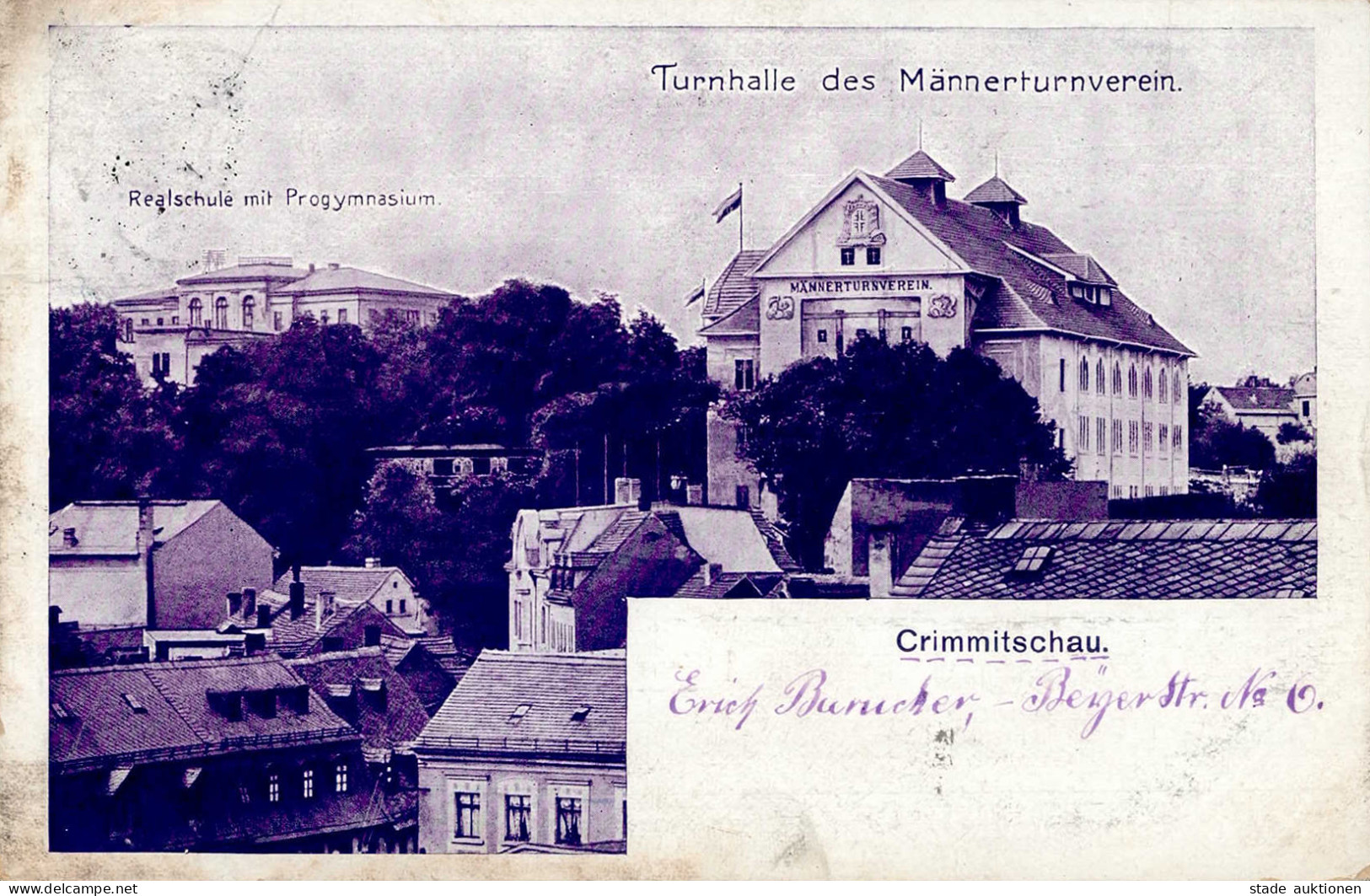 Crimmitschau (o-9630) Turnhalle Des Männerturnverein Realschule Progymnasium 1924 I-II (fleckig, Ecken Abgestossen) - Other & Unclassified