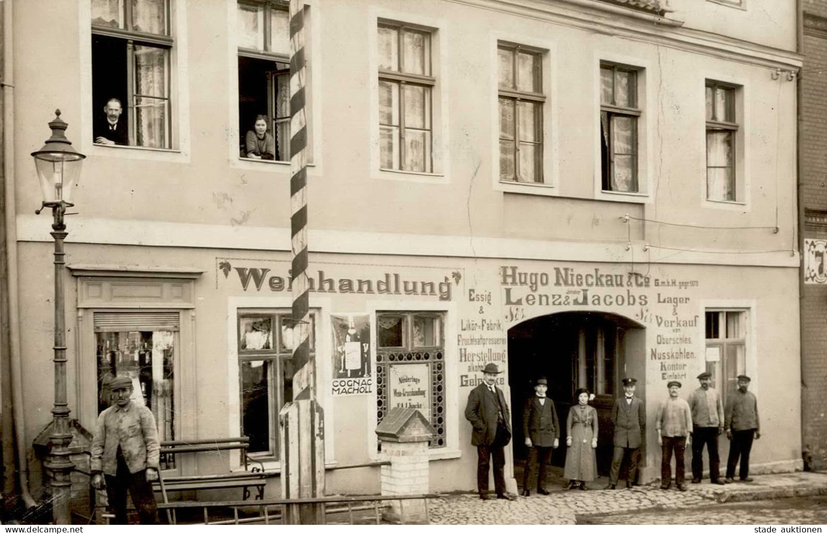 BRESLAU - Foto-Ak  Weinhandlung Likör-Fabrik Kohlen-Kontor Hugo NIECKAU - Mit Seltenem Email-Schild COGNAC MACHOLL I-II - Poland