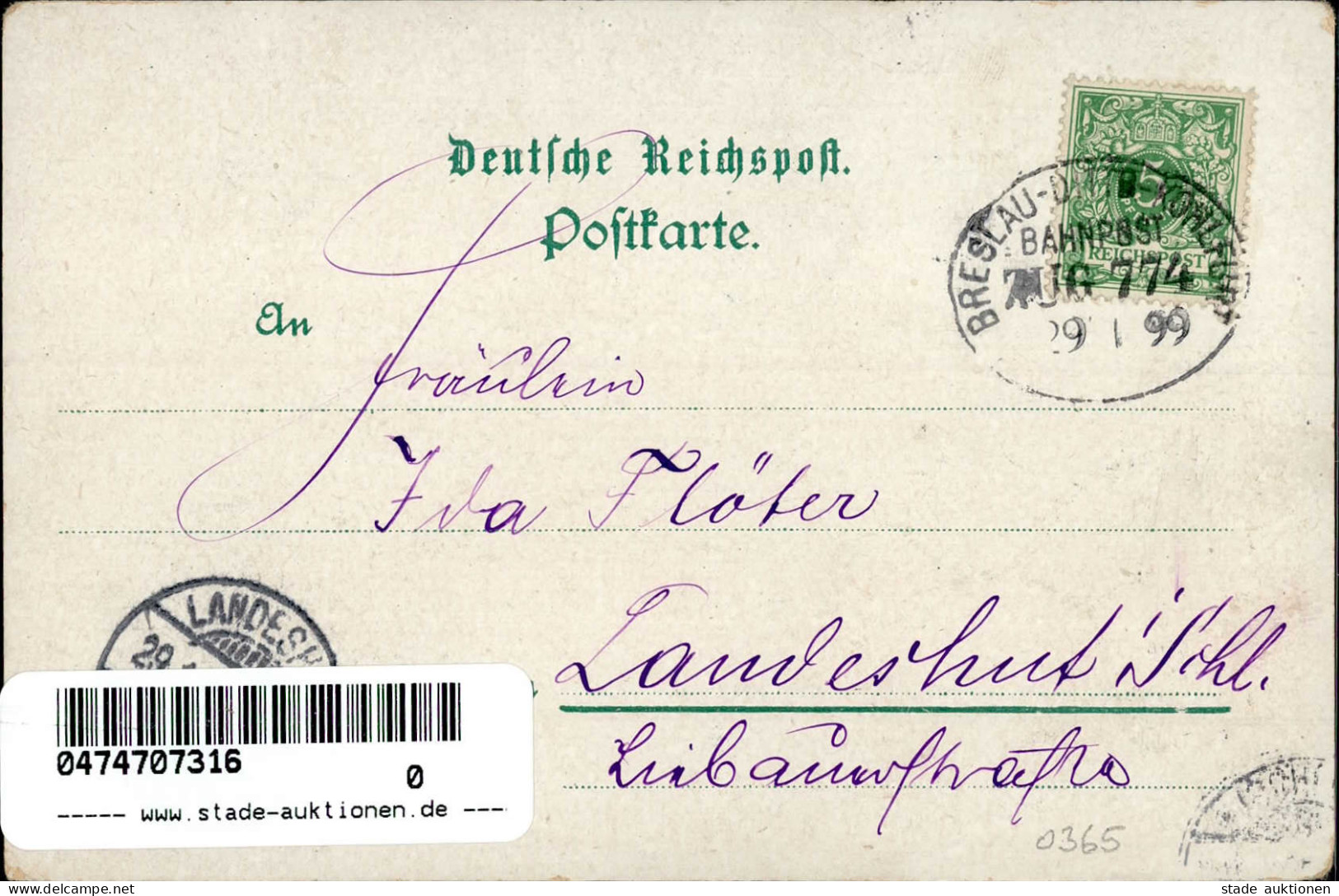 Freiburg Schützenhaus Burg Fürstenstein Ballon Bahnpost Breslau Kohlfurt Zug 774 1899 II (Ecken Abgestoßen) - Pologne