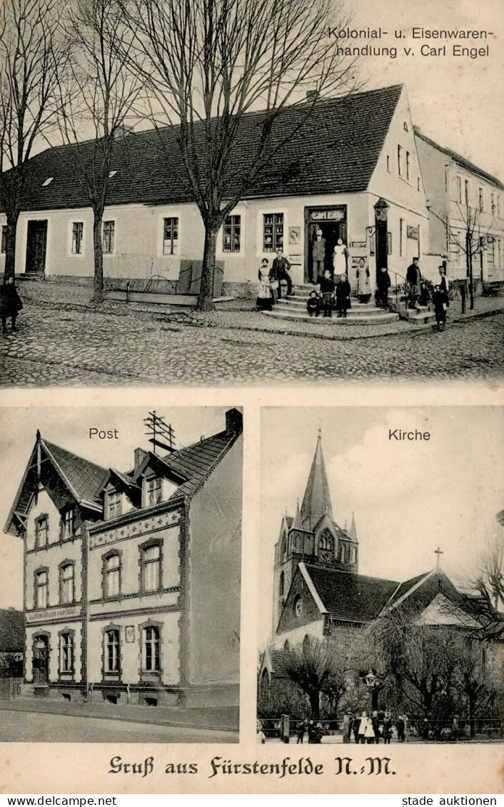 Fürstenfelde Post Kolonialwaren Eisenwaren Handlung Carl Engel Kirche I-II (Marke Entfernt, Ecke Gestaucht) Ange - Polen