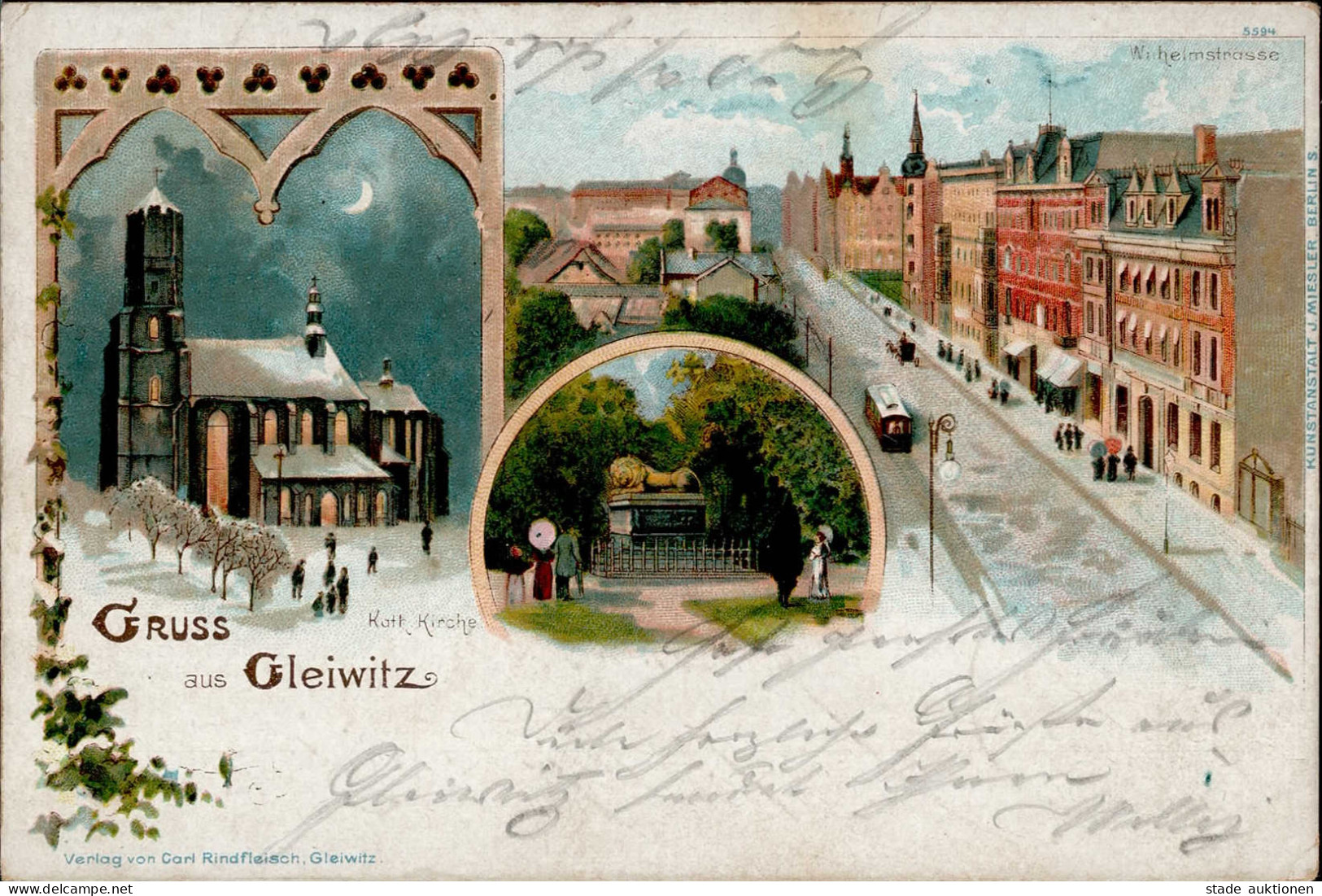 Gliwice Gleiwitz Kath. Kirche 1898 I-II (fleckig) - Pologne