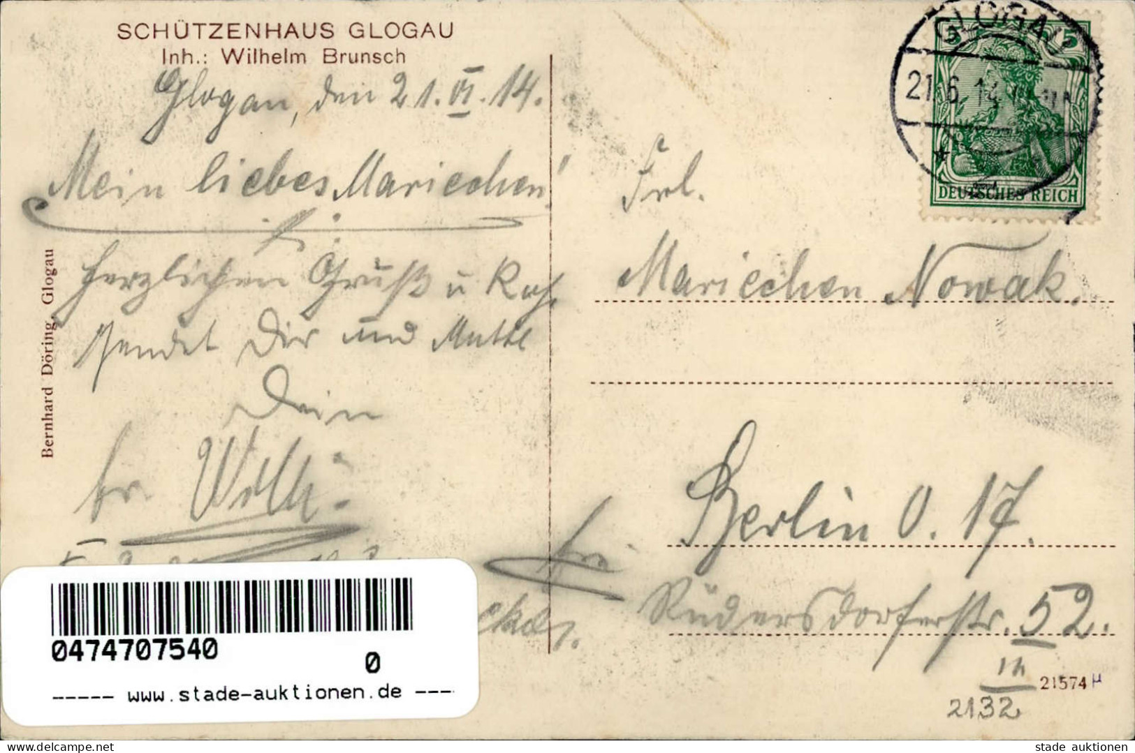 Glogau Schützenhaus 1914 II (leichte Stauchung) - Polen