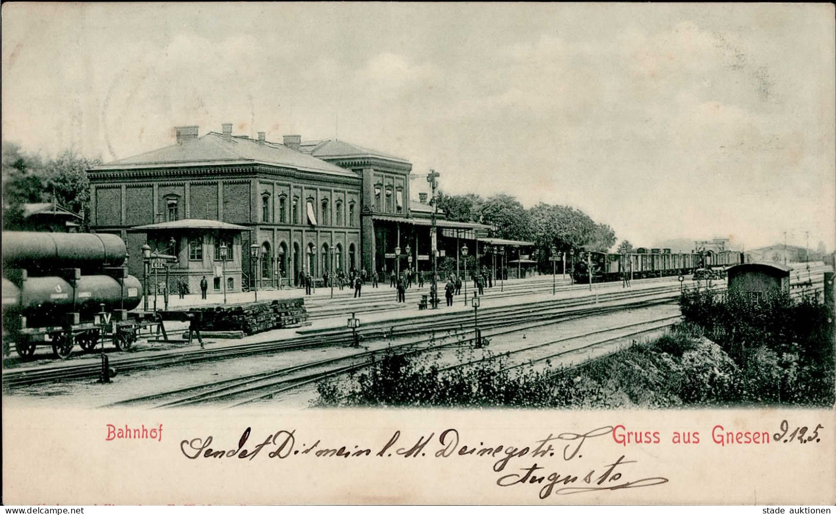 Gnesen Bahnhof Eisenbahn 1901 I-II (fleckig) Chemin De Fer - Polen