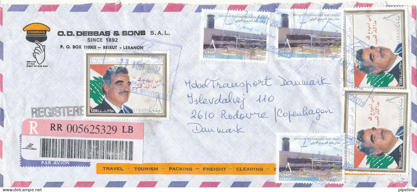 Lebanon Registered Air Mail Cover Sent To Denmark 23-8-2007 - Libano