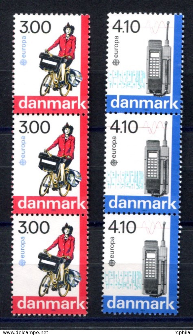 RC 27497 DANEMARK COTE 16,50€ N° 924 / 925 X 3 Ex EUROPA 1988 TRANSPORTS ET COMMUNICATIONS NEUF ** MNH TB - 1988