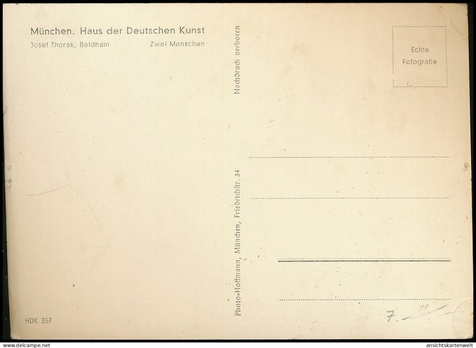 HDK 357: Josef Thorak - Zwei Menschen Ngl #139.233 - Sin Clasificación