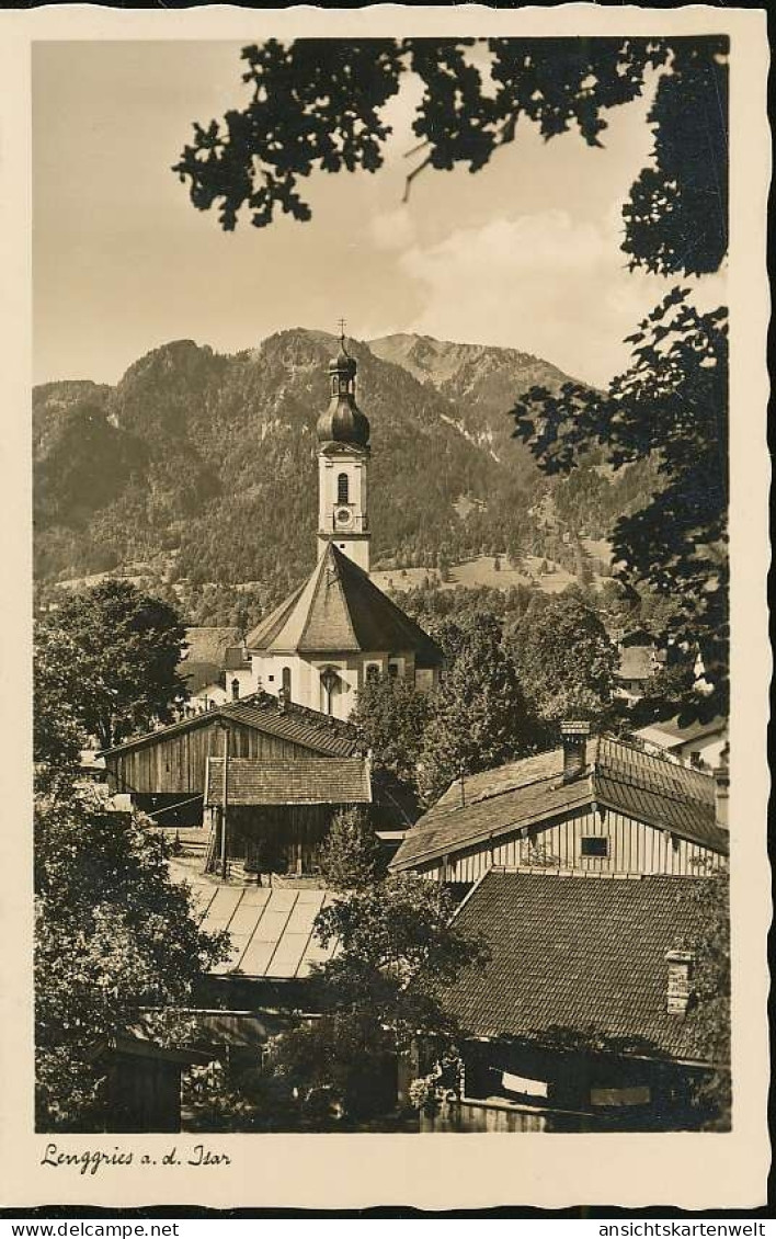 Lenggries A.d. Isar Blick Zur Kirche Gl1938 #139.515 - Otros & Sin Clasificación