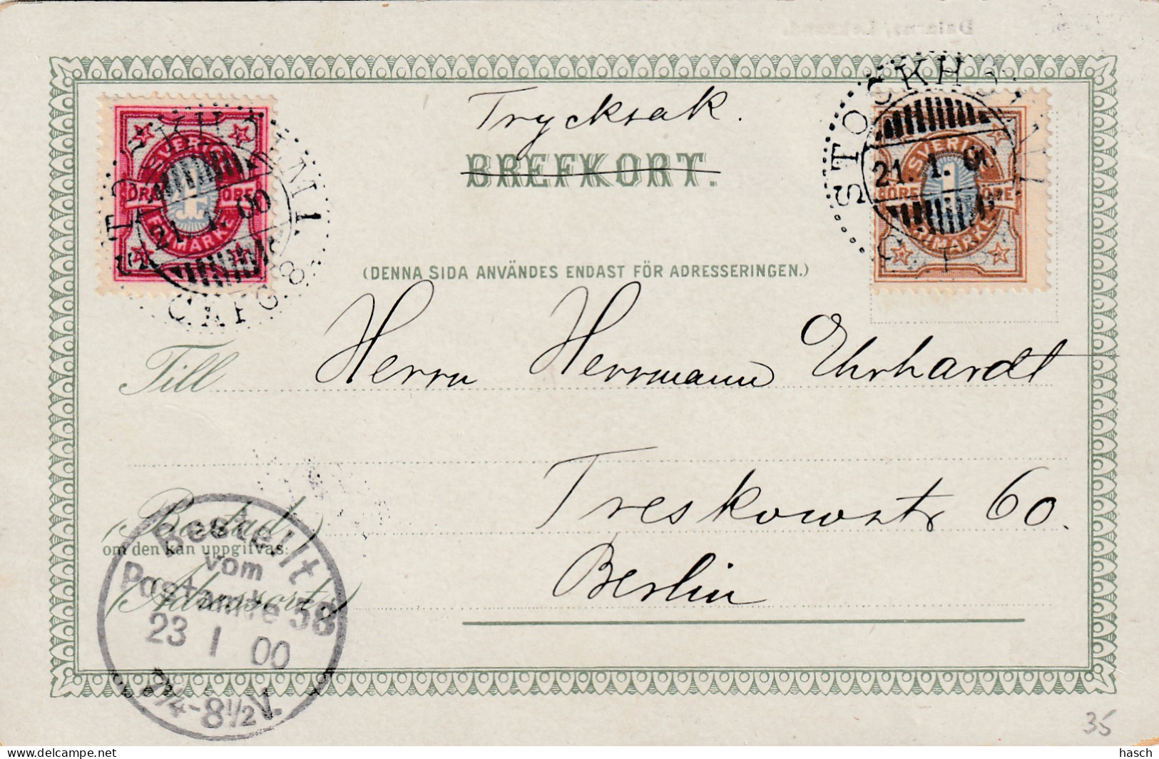 4932 12 Leksand, Dalarne. (Postmark 1900)   - Schweden