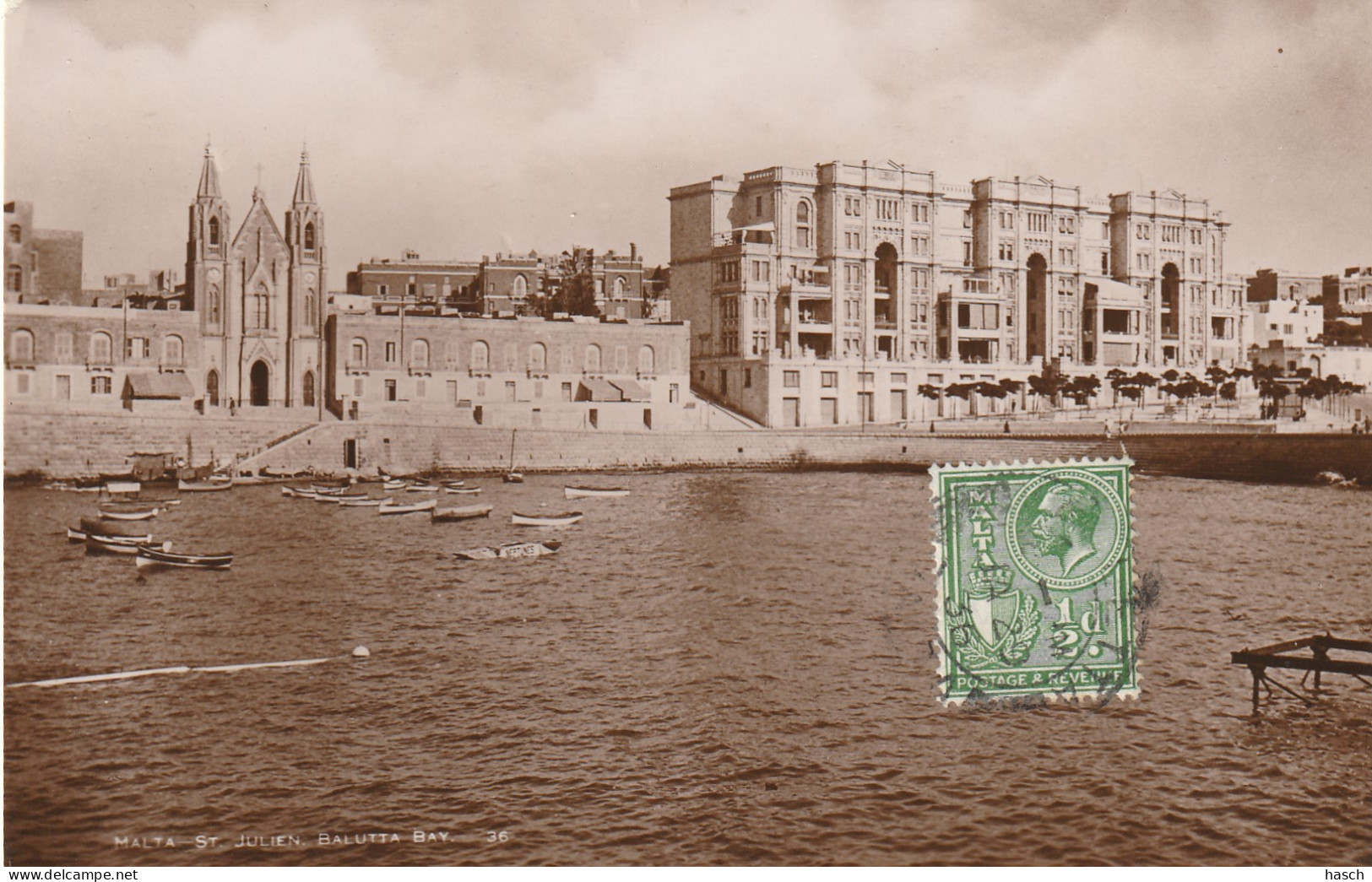 4932 14 Malta, St Julien Balluta Bay. (Postmark 1936)  - Malte