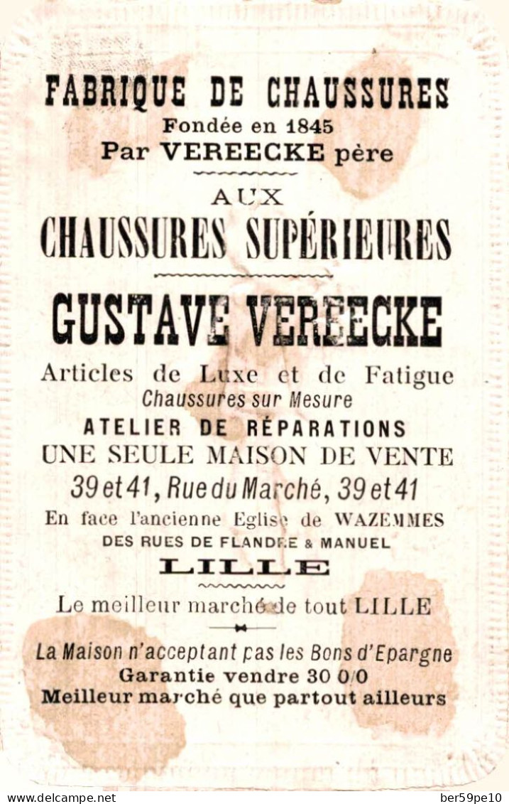 CHROMO GAUFRE AUX CHAUSSURES SUPERIEURES G. VEREECKE A LILLE JEUNE MESSAGER - Altri & Non Classificati