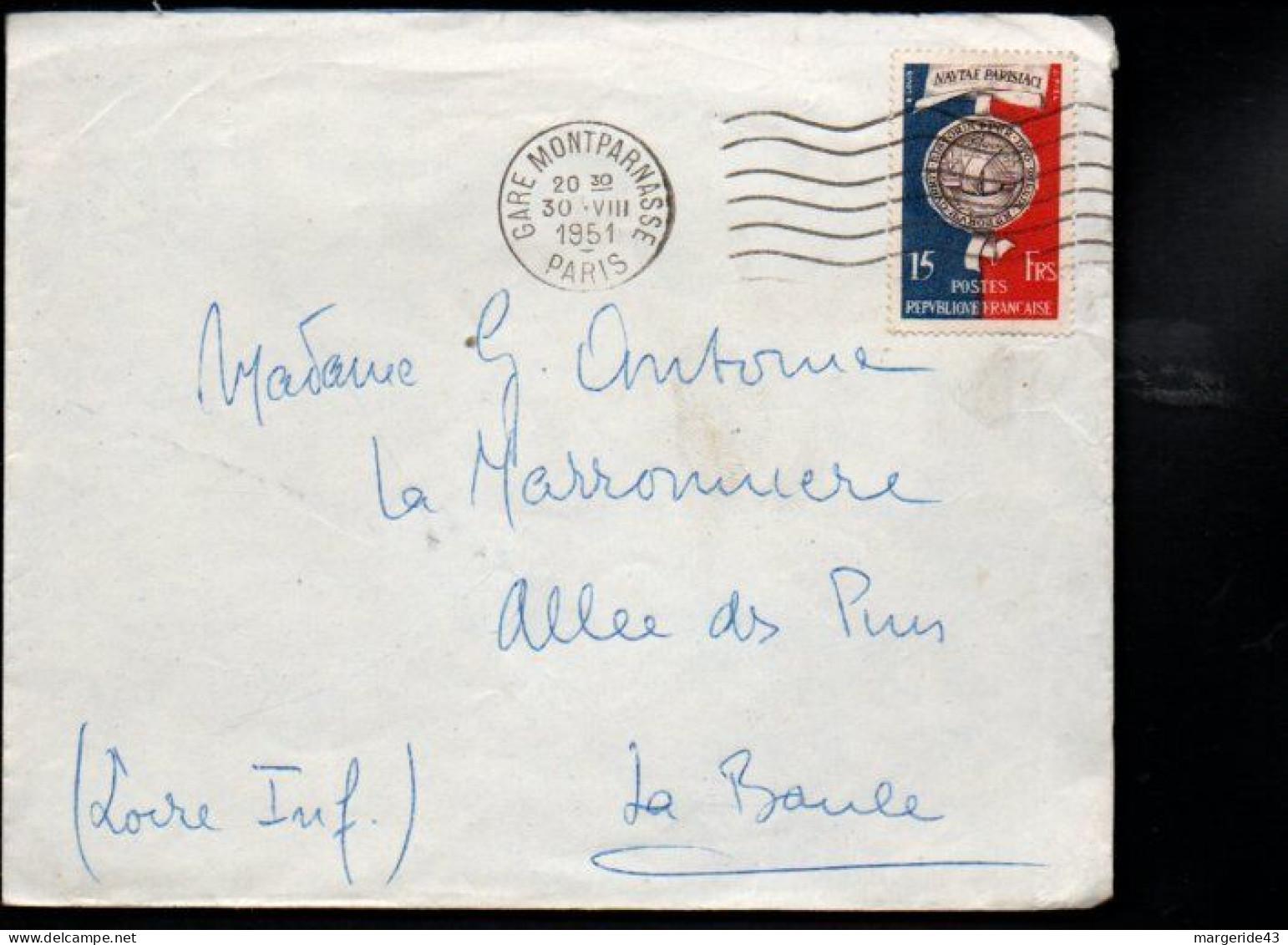 LETTRE DE GARE MONTPARNASSE PARIS 1951 - 1921-1960: Modern Tijdperk