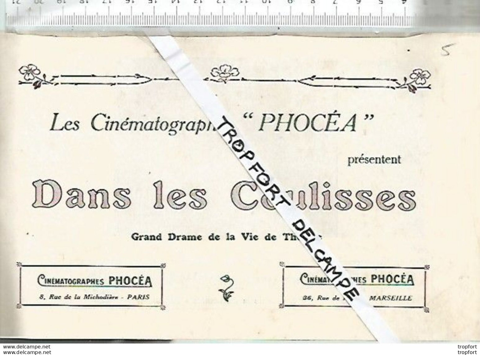 Bb // Vintage // Old French Movie Program / Programme Cinéma PHOCEA Dans Le Coulisses New York - Programs