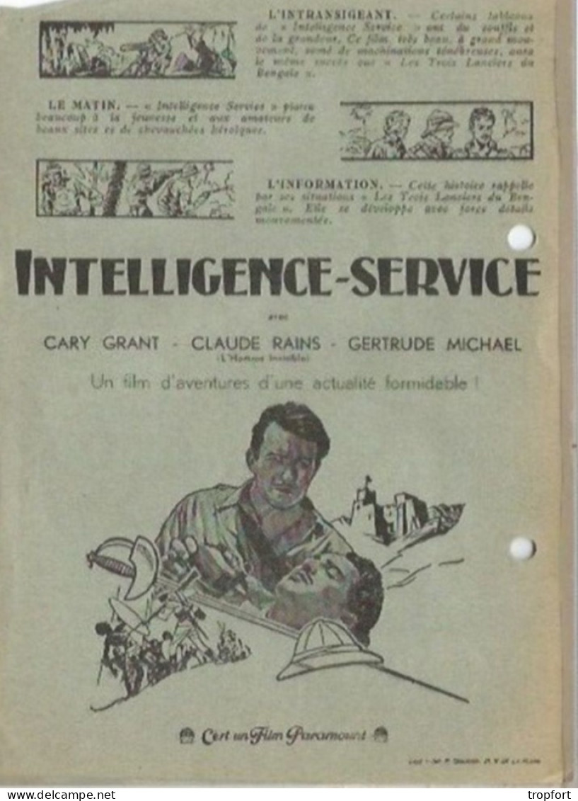 FF / FEUILLET PROGRAMME PUBLICITAIRE @ FILM CINEMA // INTELIGENCE SERVICE // CARY GRANT - Programmi