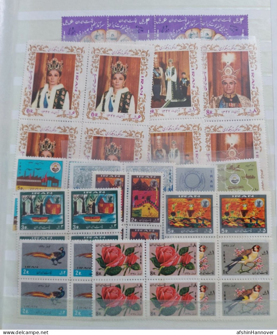 Iran Shah Pahlavi Shah تمام تمبرهای بلوک سال ۱۳۴۷ Commemorative Stamps Issued In Year 1347 (21/3/1968-20/3/1969) - Irán