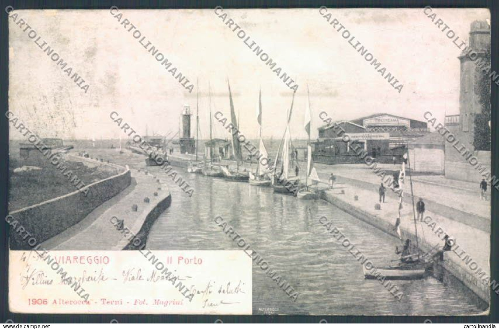 Lucca Viareggio Faro Alterocca 1906 ABRASA Cartolina ZB5223 - Lucca