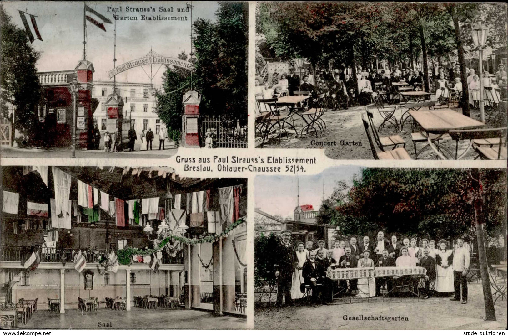 Breslau Gasthaus Straus Ohlauer Chaussee 1909 I- - Polonia