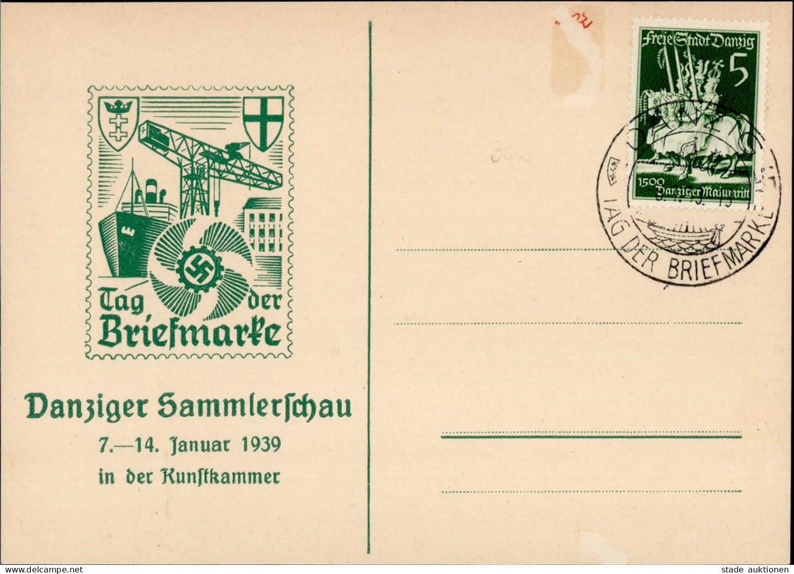 Danzig Danziger Sammelerschau 7. Bis 14. Januar 1939 Sonderstempel I - Polonia