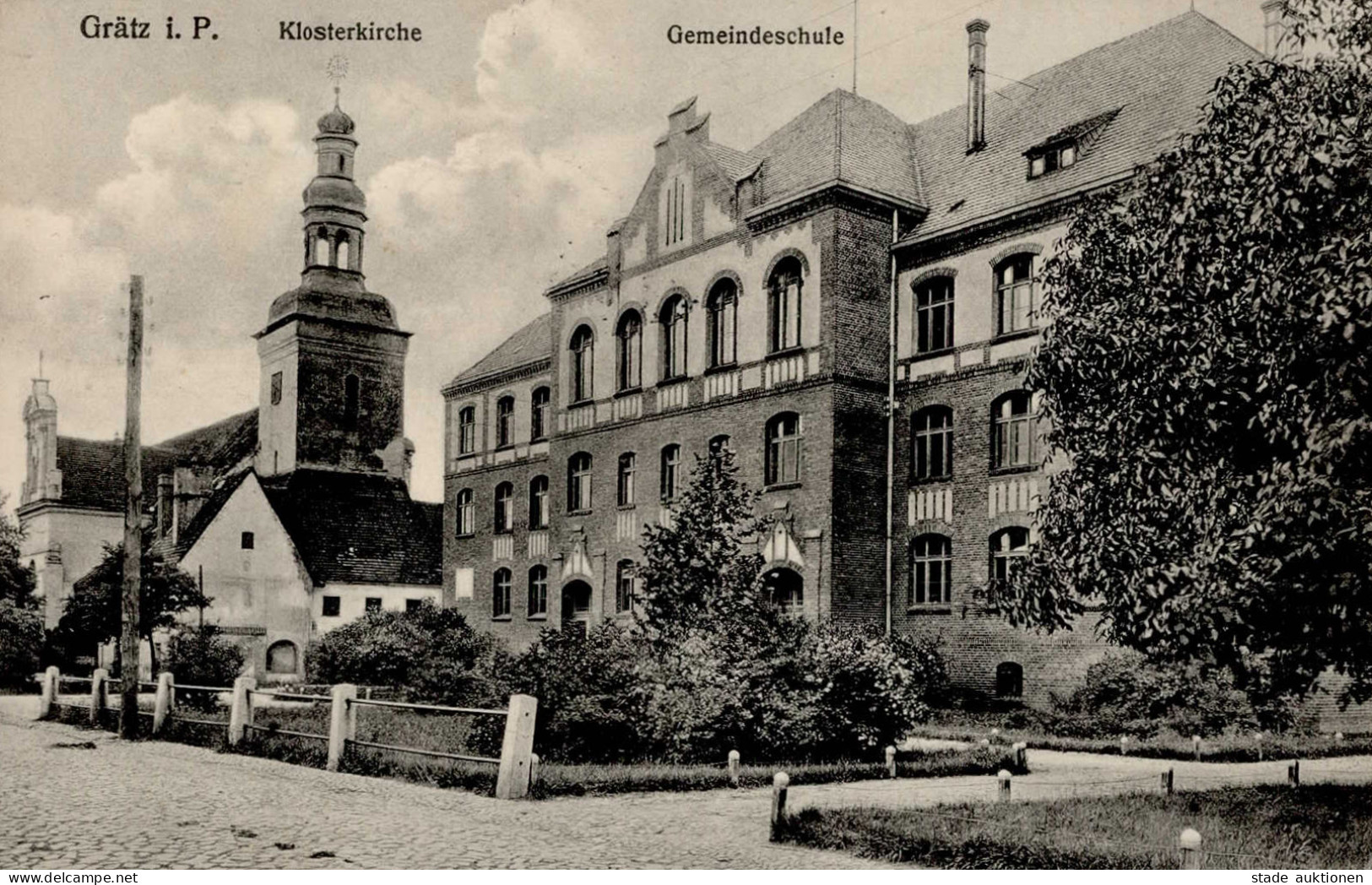 Grätz Klosterkirche Gemeindeschule Feldpostkarte 1914 I-II - Pologne