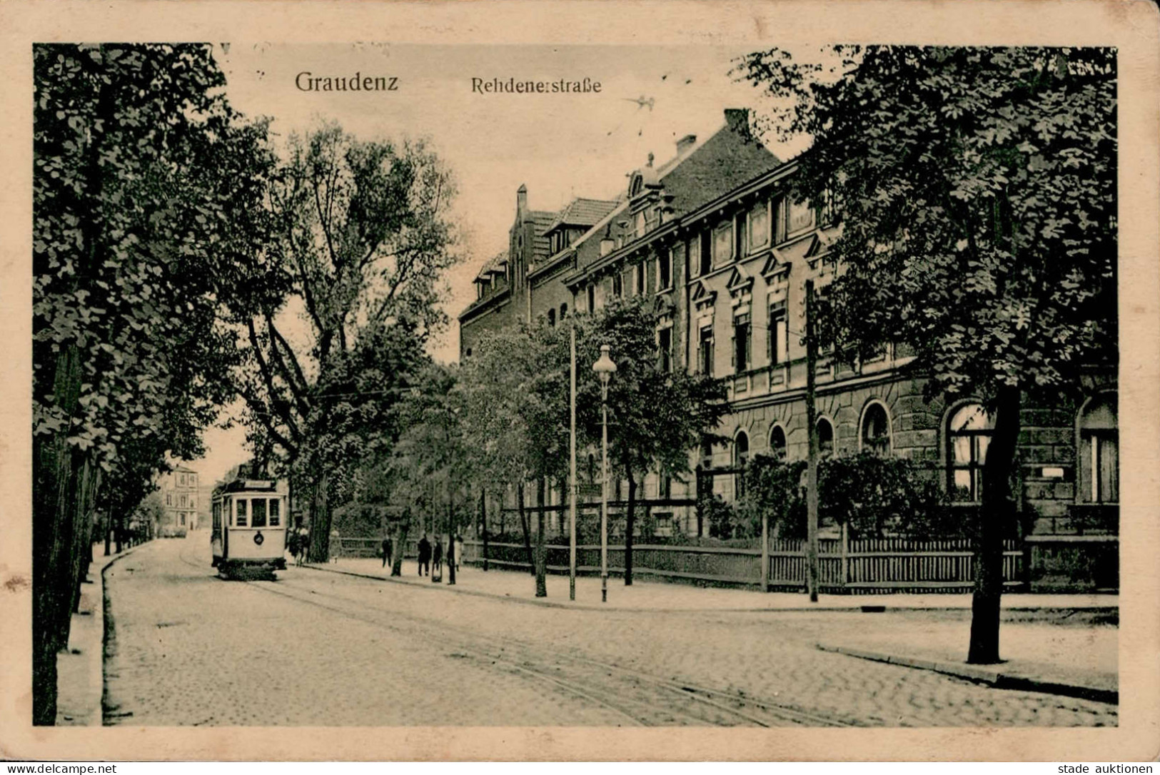 Graudenz Rehdenerstrasse Straßenbahn 1915 II (kleine Stauchungen) - Pologne