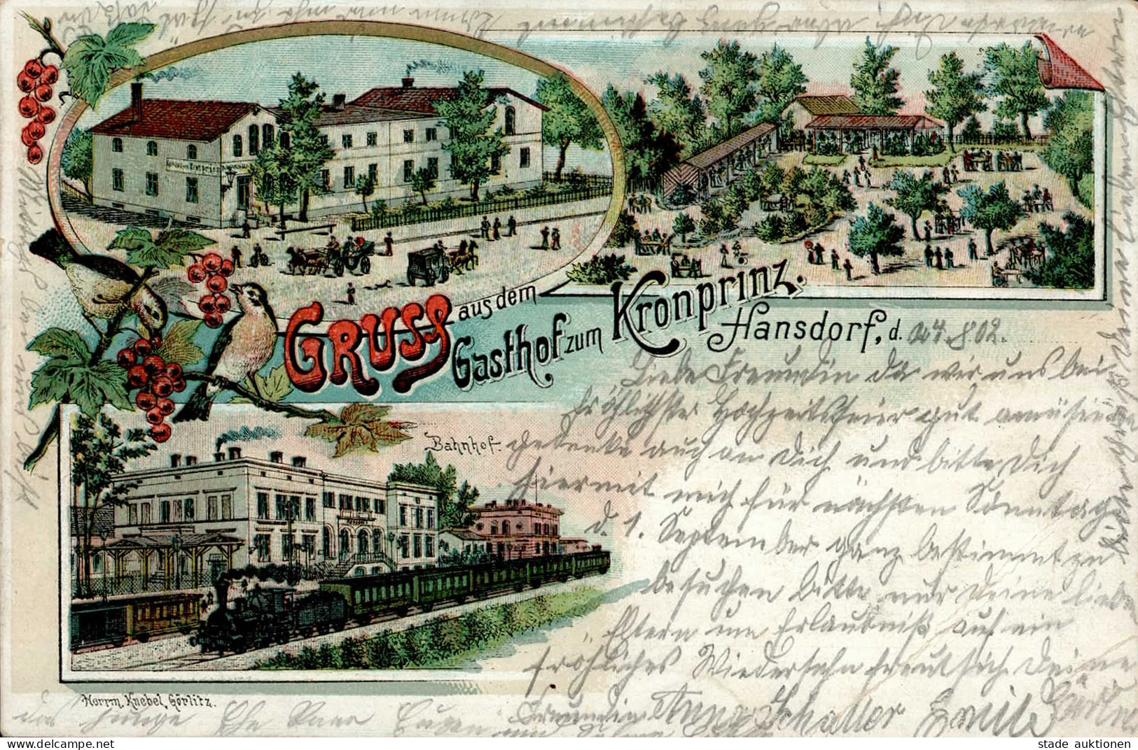 Hansdorf Bahnhof Eisenbahn Postkutsche 1902 II (Eckbug Re. Unten) Chemin De Fer - Pologne