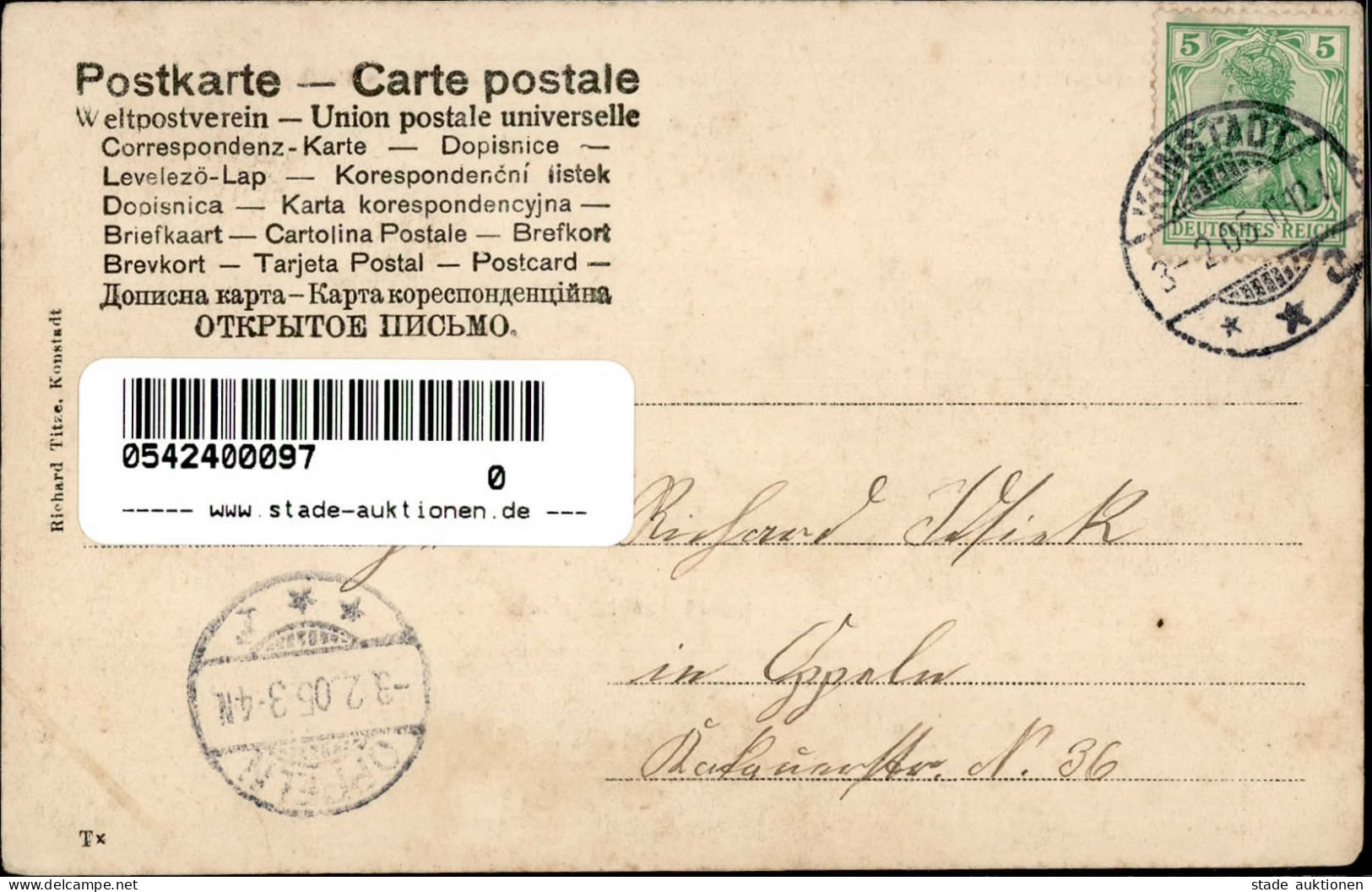 Konstadt Amtsgericht Postamt 1905 I-II - Pologne