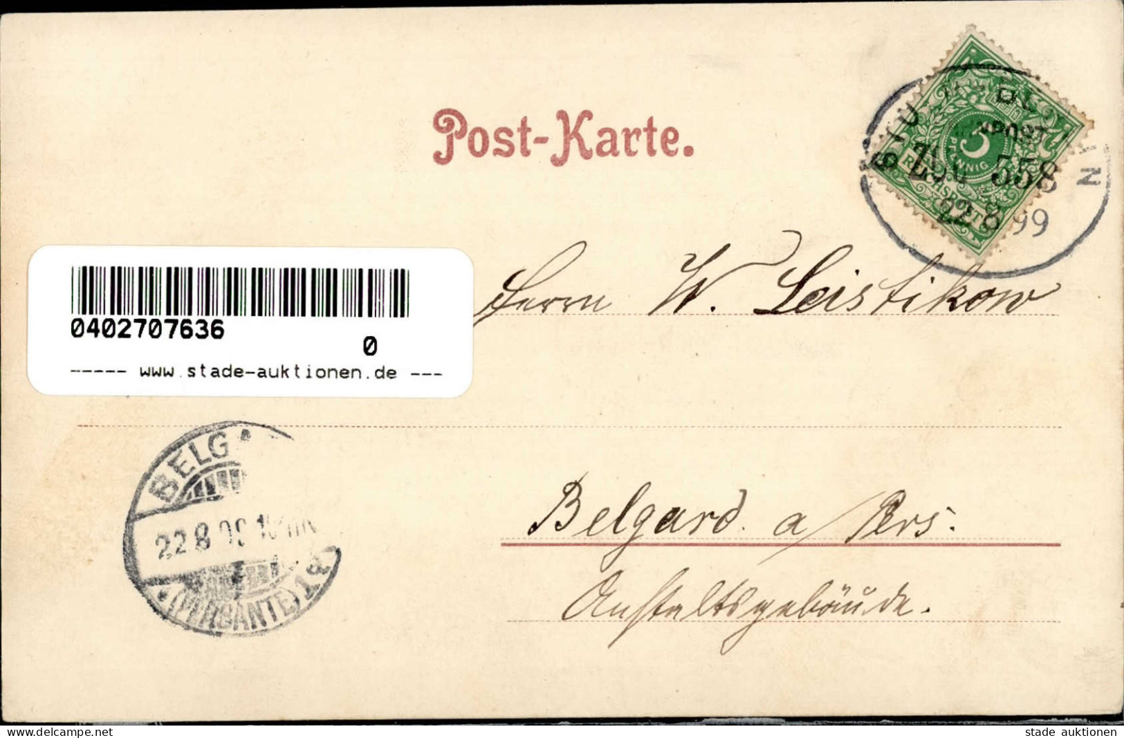 Köslin Gasthaus Zum Forsthaus Buchwald 1899 I- - Polonia
