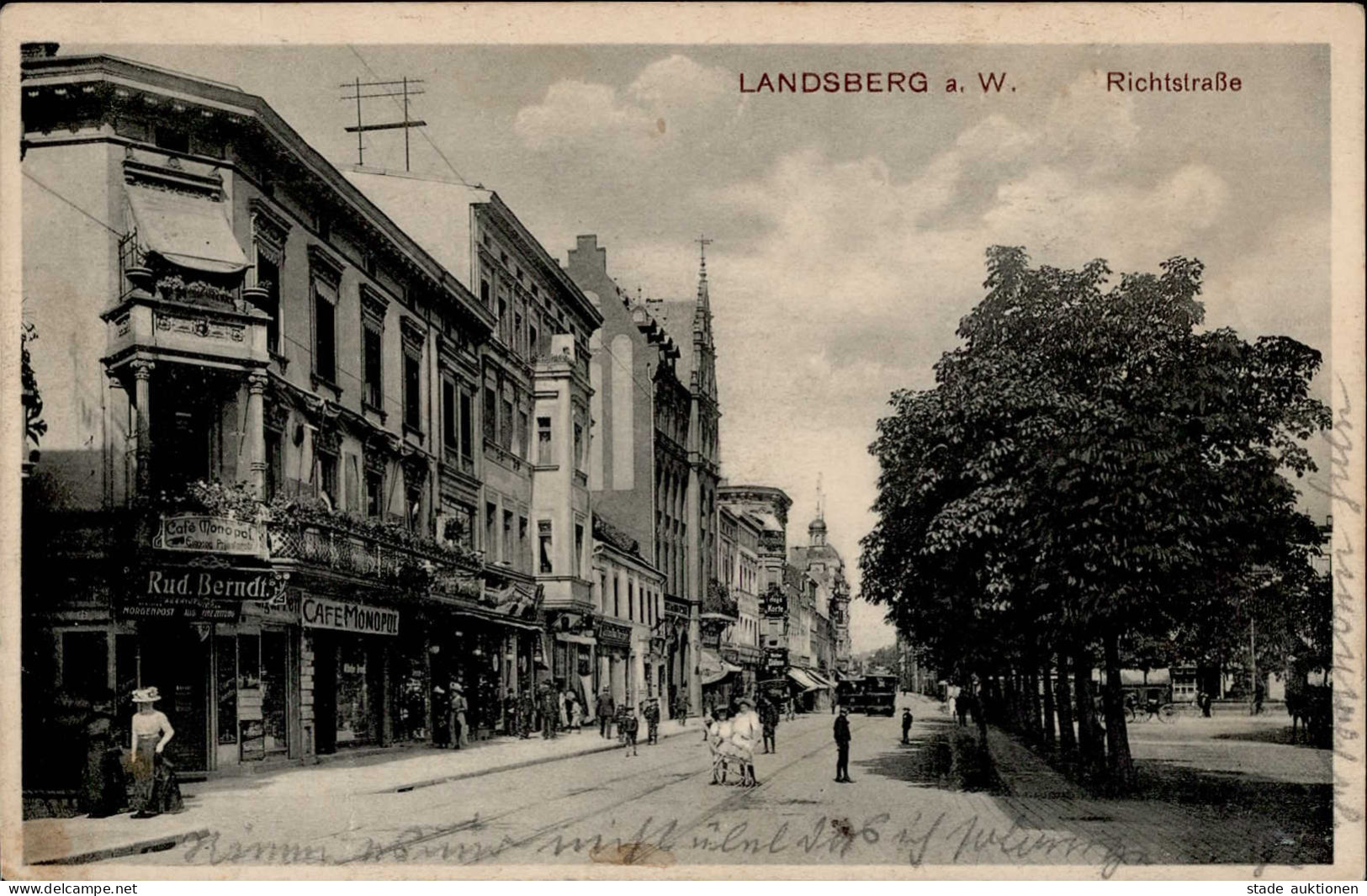 Landsberg An Der Warthe Richtstrasse Cafe Monopol Handlung Berndt Straßenbahn II (Bug, Marke Entfernt) - Pologne