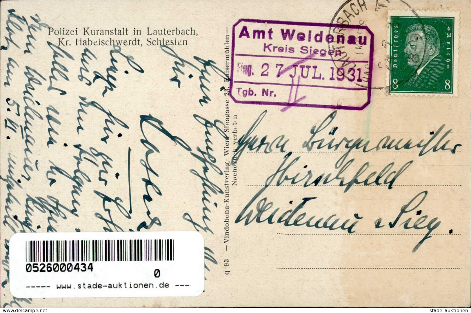 Lauterbach Polizei Kuranstalt 1931 I-II - Polonia
