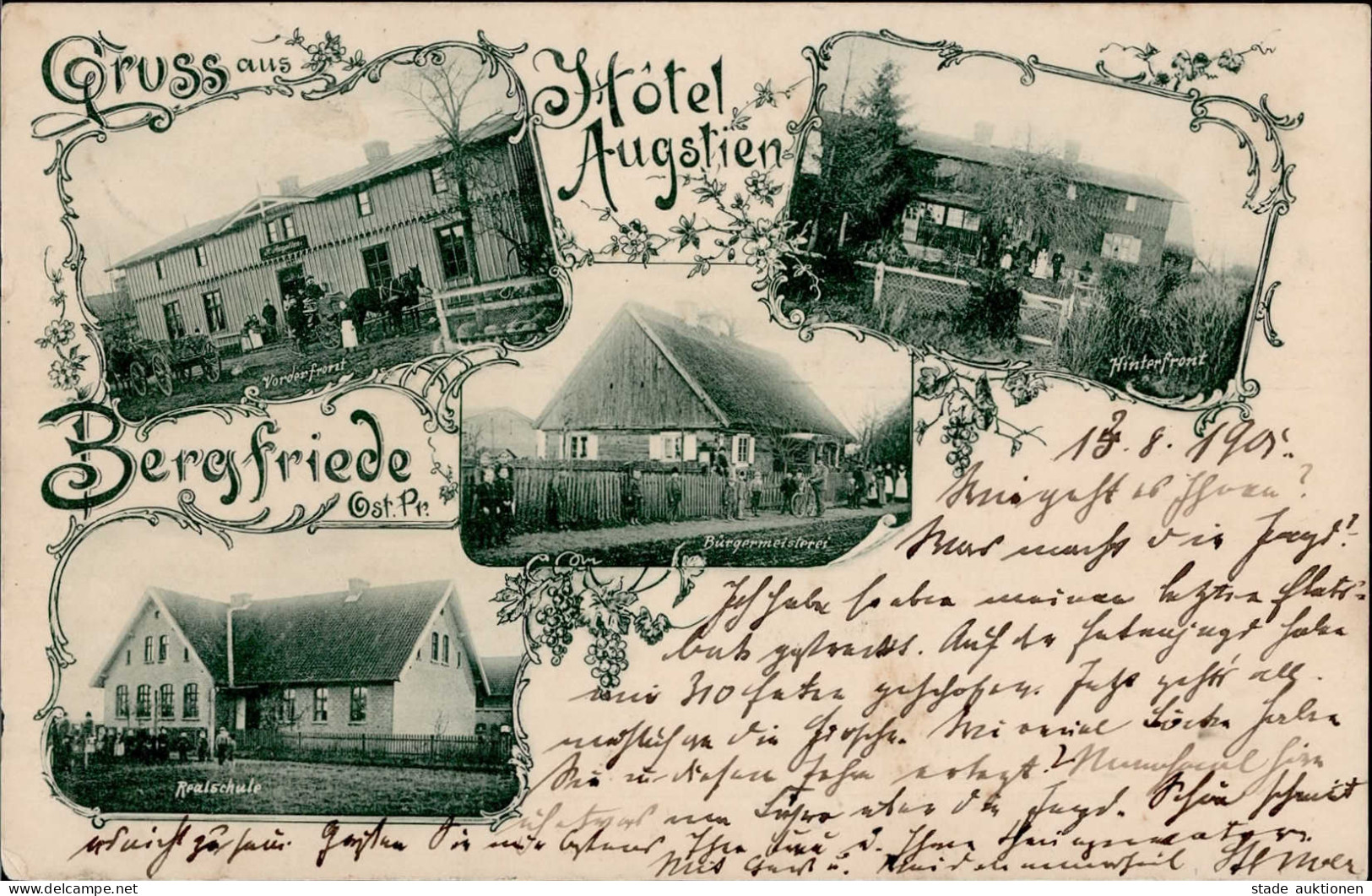 Osterode Bergfriede Hotel Augstien Realschule 1901 II (kleine Stauchung) - Polen