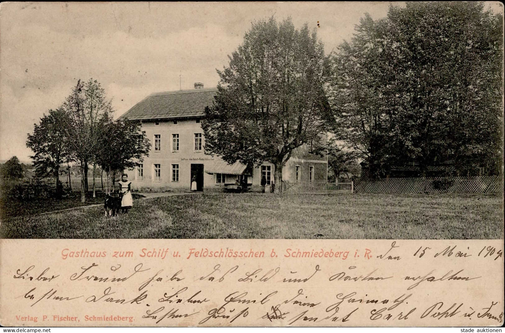 Schmiedeberg I.Schlesien Gasthaus Zum Schiff Und Feldschlösschen 1904 I- Bateaux Bateaux - Polen