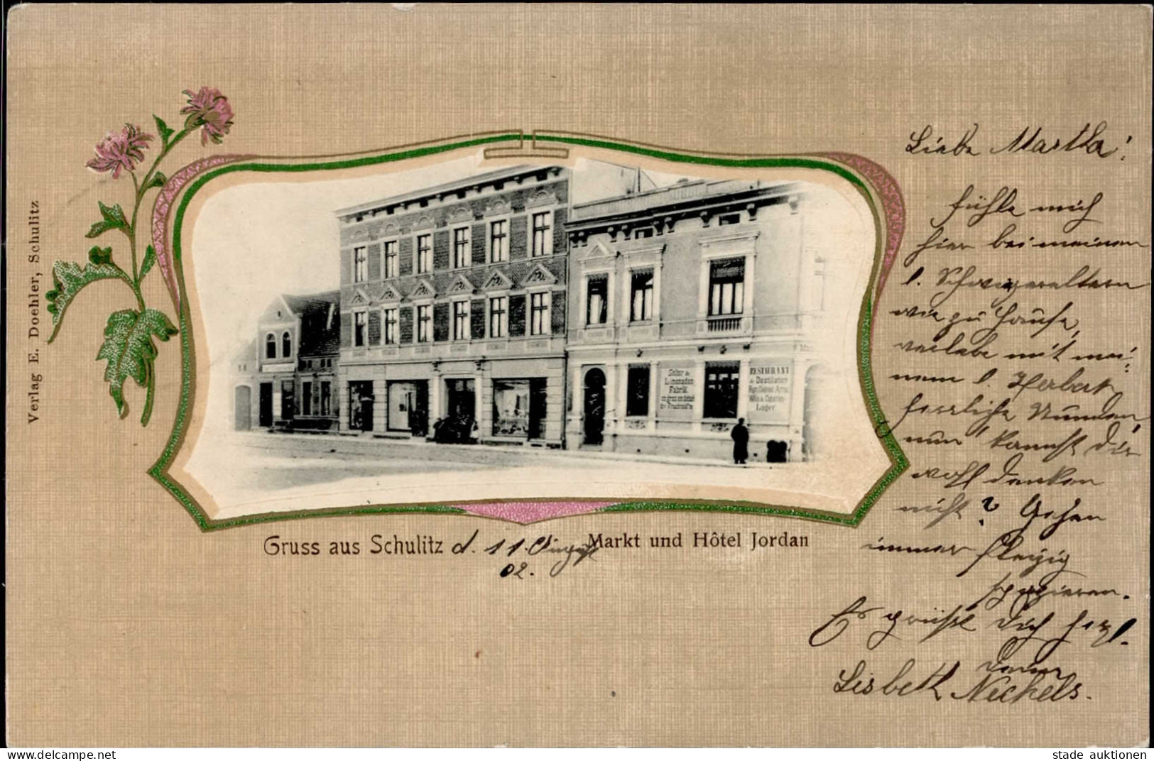 Schulitz (Polen) Portrait-AK Solec Kujawski Markt Und Hotel Jordan 1902 II (Marke Entfernt) - Polonia