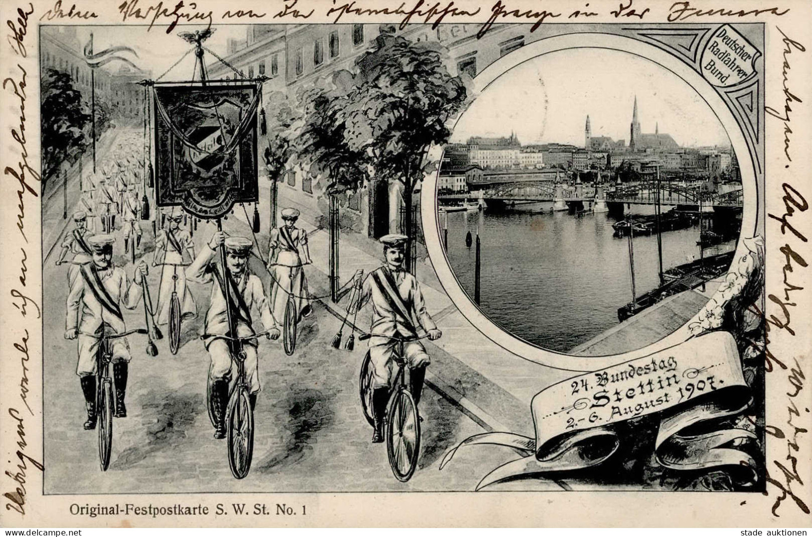 Stettin 24. Bundestag Des Deutschen Radfahrer Bundes 2. Bis 6. August 1907 II (kleine Stauchung) - Polonia