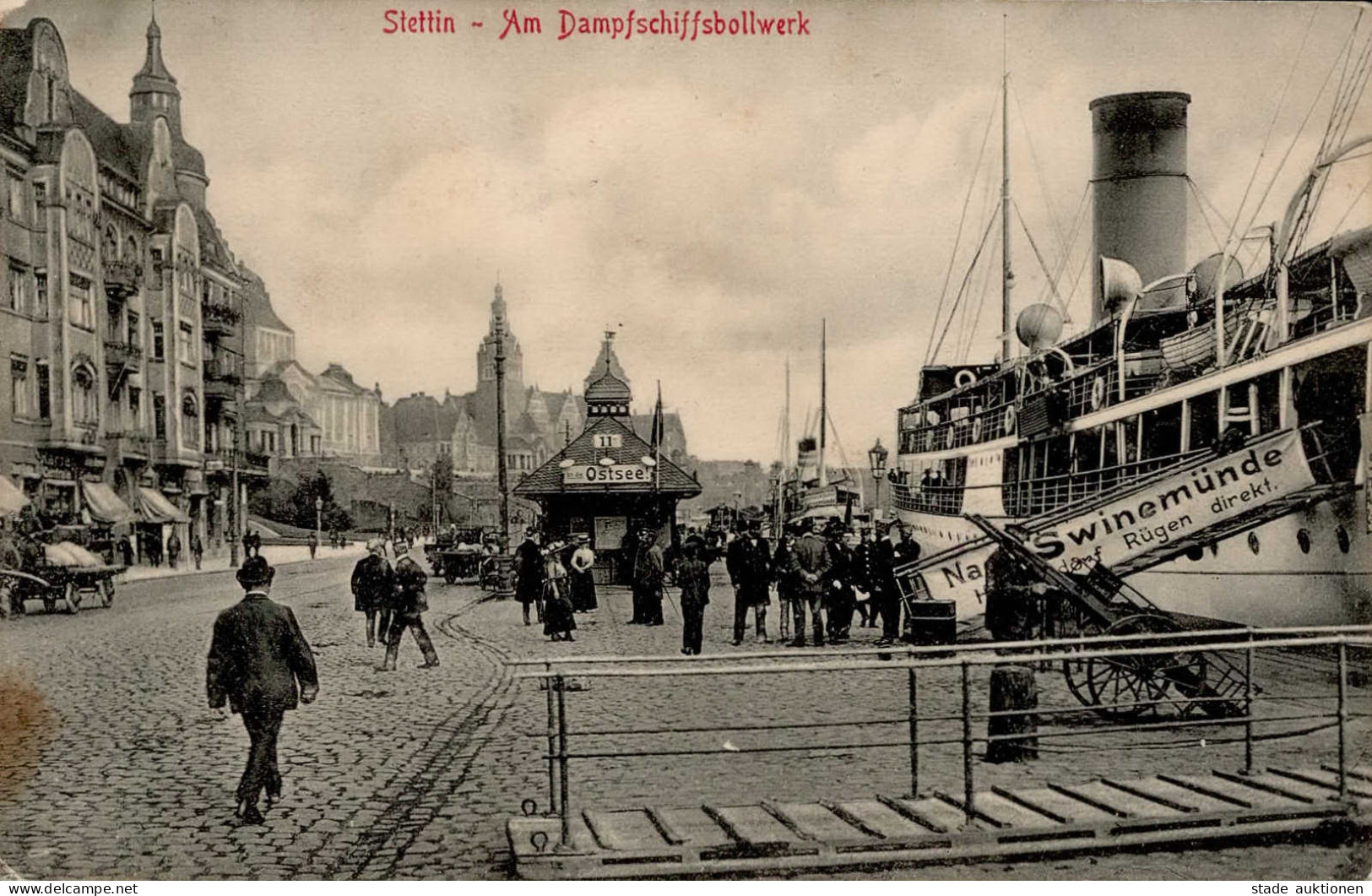 Stettin Am Dampfschiffsbollwerk 1915 II (leichter Mittelbug) - Pologne