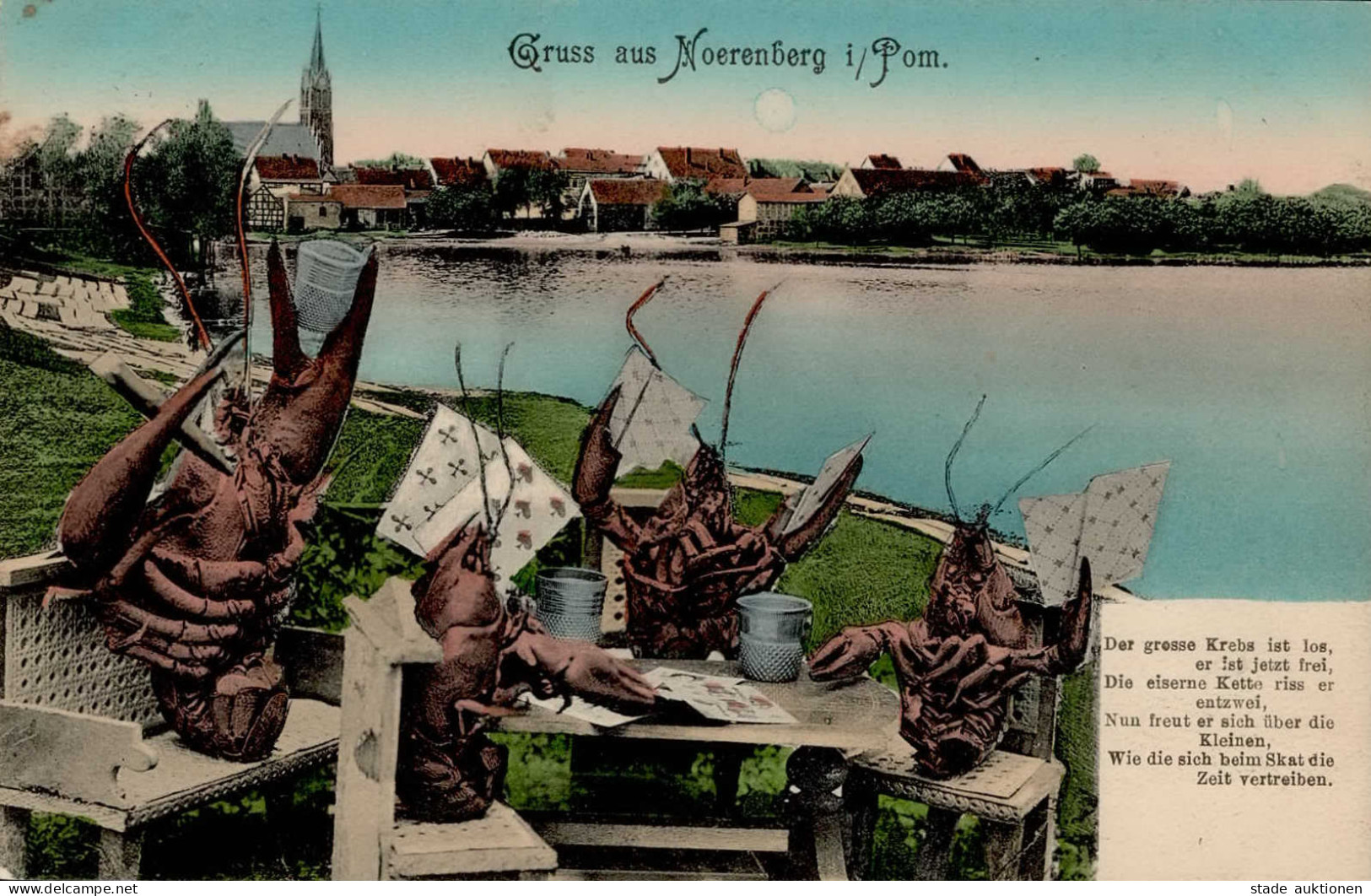 Noerenberg In Pommern Fotomontage Krebse Beim Skat I-II Photo Montage - Pologne