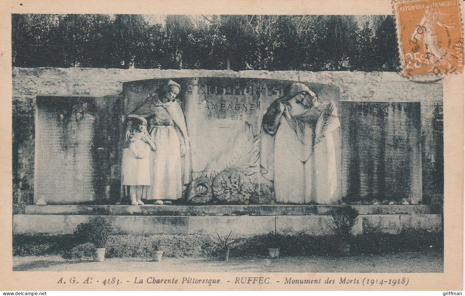 RUFFEC MONUMENT AUX MORTS 1929 TBE - Ruffec