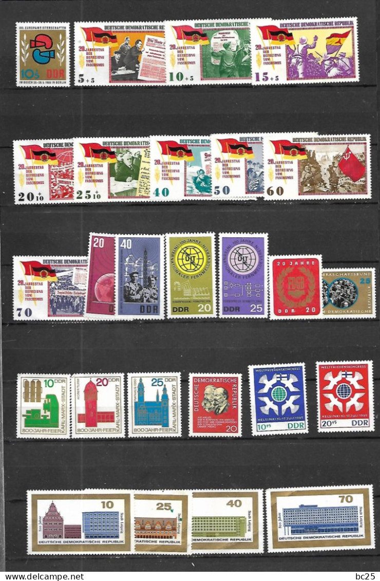 ALLEMAGNE ORIENTALE-LIQUIDE CES 93 TRES BEAUX TIMBRES NEUFS GOMMES ET SANS GOMMES- DES SERIES COMPLETES-DE 1965 66- - Neufs