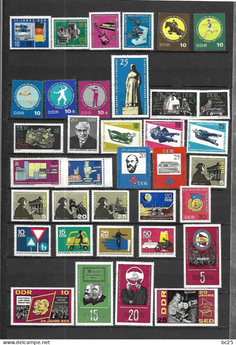 ALLEMAGNE ORIENTALE-LIQUIDE CES 93 TRES BEAUX TIMBRES NEUFS GOMMES ET SANS GOMMES- DES SERIES COMPLETES-DE 1965 66- - Unused Stamps