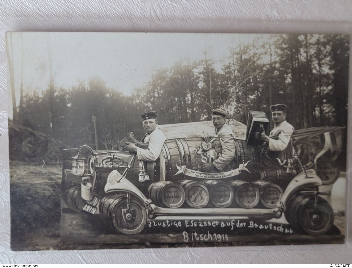 Carte Photo , Militaires Alsacien , à Bitche - Humour