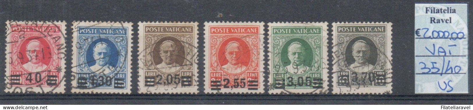 Vaticano - 1934 - "Provvisoria", Serie Conciliazione, Sovrastampati, 6 Valori, Annullati. - Used Stamps
